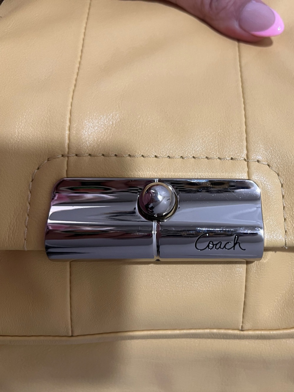 Coach Yellow Leather Shoulder Satchel with Removable Strap - Picture 7 of 8